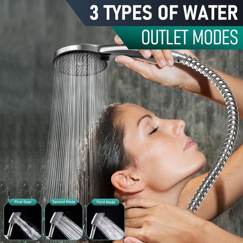 Transform Your Shower Experience: High Pressure Multi-Mode Handheld Showerhead with Power Wash Function, Anti-Clogging Nozzles & Extra-Long Stainless Steel Hose
