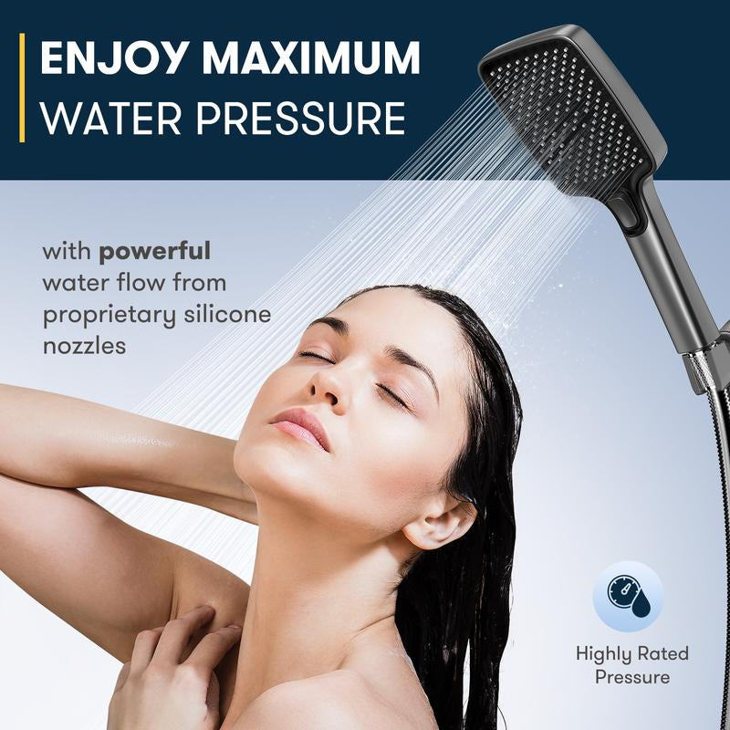 Transform Your Shower Experience: High Pressure Multi-Mode Handheld Showerhead with Power Wash Function, Anti-Clogging Nozzles & Extra-Long Stainless Steel Hose
